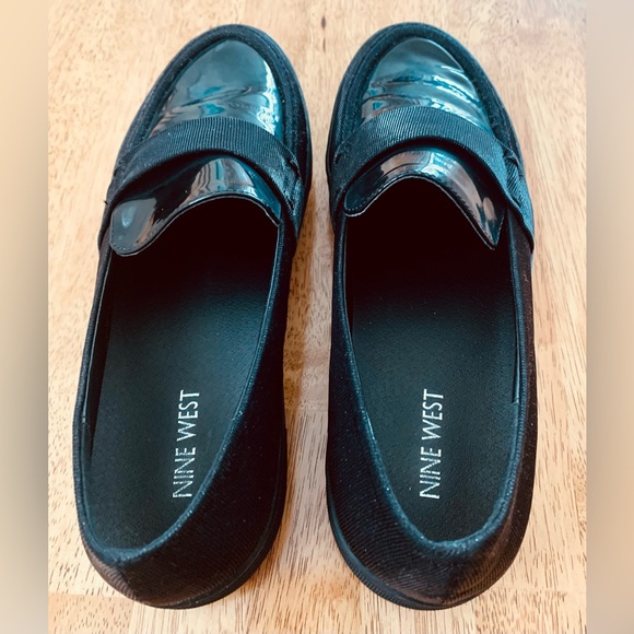 Nine West Black Metallic Platform Loafers - Picture 6 of 8